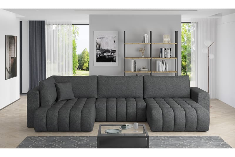 U-bäddsoffa Robstown Divan Höger - Grå - Möbler - Soffa - Bäddsoffa - Bäddsoffa divan