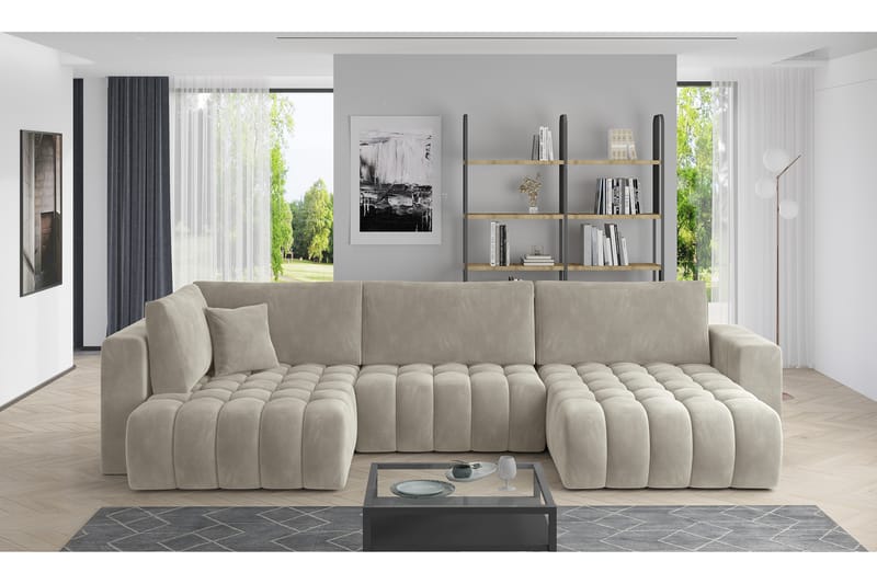 U-bäddsoffa Robstown Divan Höger - Grå - Möbler - Soffa - Bäddsoffa - Bäddsoffa divan