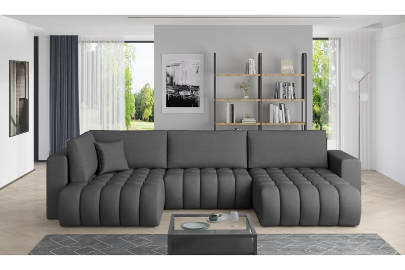 U-bäddsoffa Robstown Divan Höger - Grå - Möbler - Soffa - Bäddsoffa - Bäddsoffa divan
