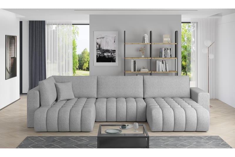 U-bäddsoffa Robstown Divan Höger - Ljusgrå - Möbler - Soffa - Bäddsoffa - Bäddsoffa divan