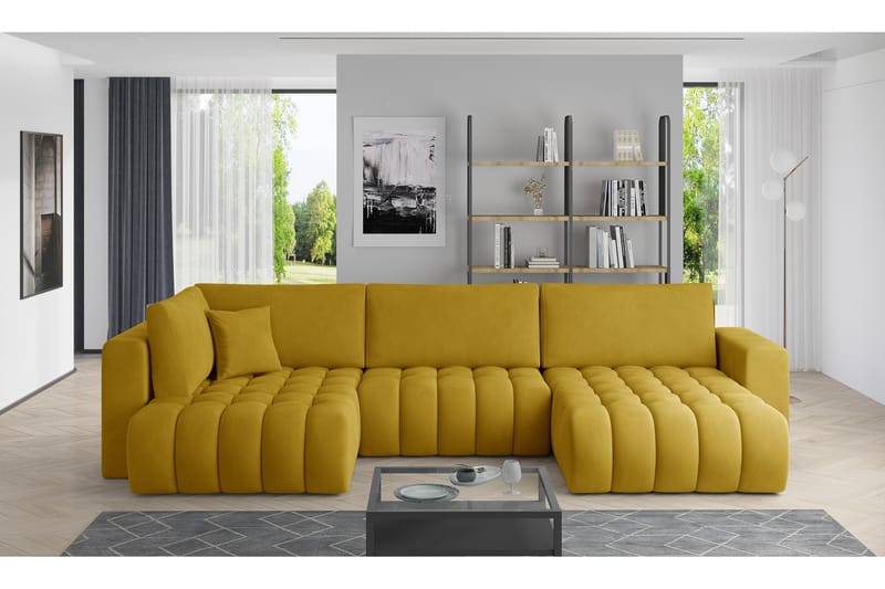 U-bäddsoffa Robstown Divan Höger - Ljusgrå - Möbler - Soffa - Bäddsoffa - Bäddsoffa divan