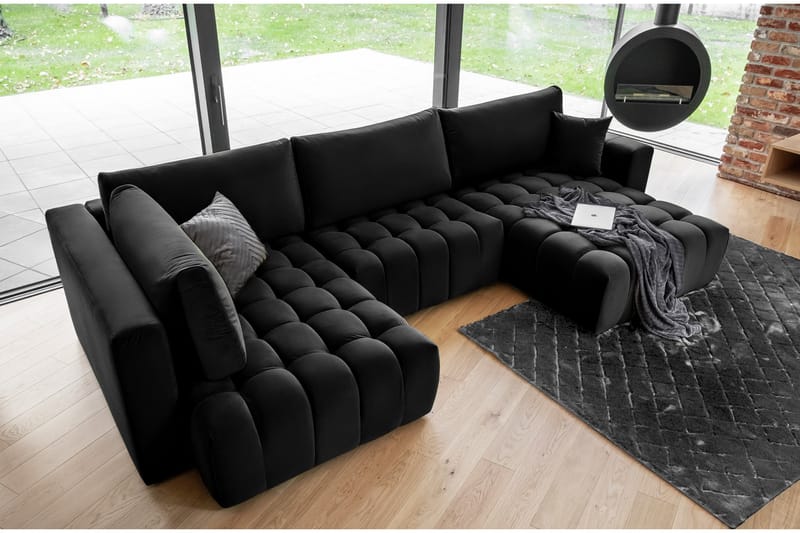 U-bäddsoffa Robstown Divan Höger - Mörkblå - Möbler - Soffa - Bäddsoffa - Bäddsoffa divan