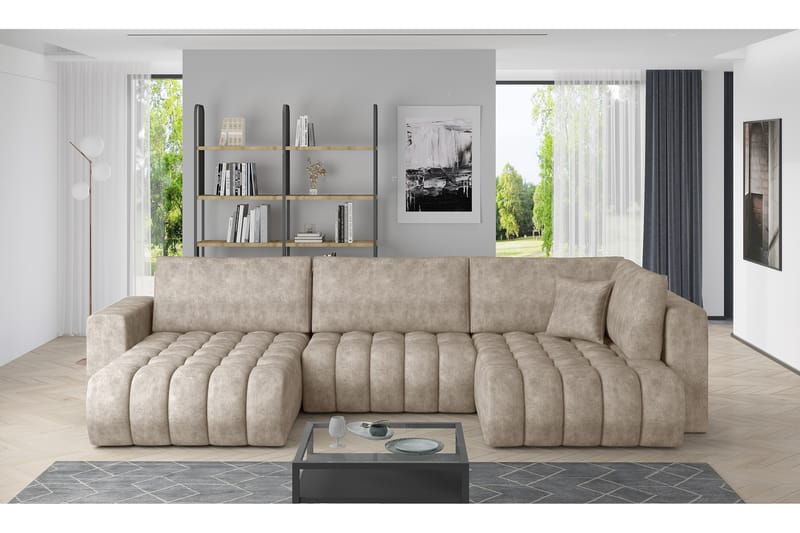 U-bäddsoffa Robstown Divan Vänster - Beige - Möbler - Soffa - Bäddsoffa - Bäddsoffa divan