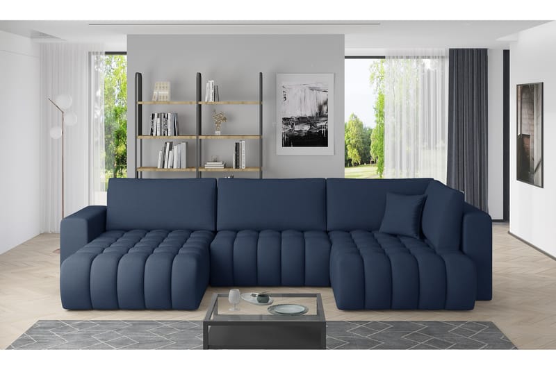 U-bäddsoffa Robstown Divan Vänster - Blå - Möbler - Soffa - Bäddsoffa - Bäddsoffa divan