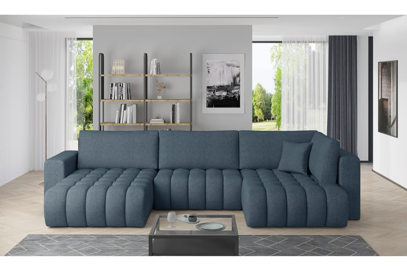 U-bäddsoffa Robstown Divan Vänster - Blå - Möbler - Soffa - Bäddsoffa - Bäddsoffa divan