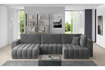 U-bäddsoffa Robstown Divan Vänster - Grå - Möbler - Soffa - Bäddsoffa - Bäddsoffa divan