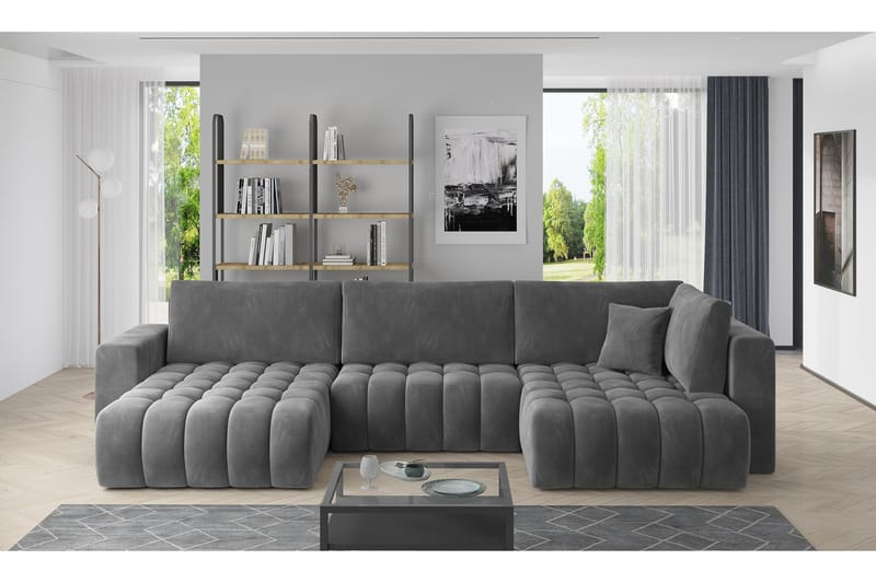 U-bäddsoffa Robstown Divan Vänster - Grå - Möbler - Soffa - Bäddsoffa - Bäddsoffa divan