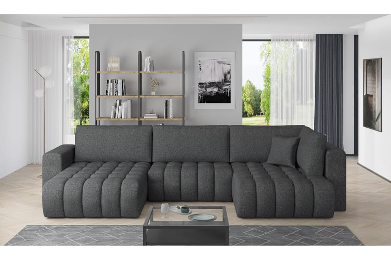 U-bäddsoffa Robstown Divan Vänster - Grå - Möbler - Soffa - Bäddsoffa - Bäddsoffa divan