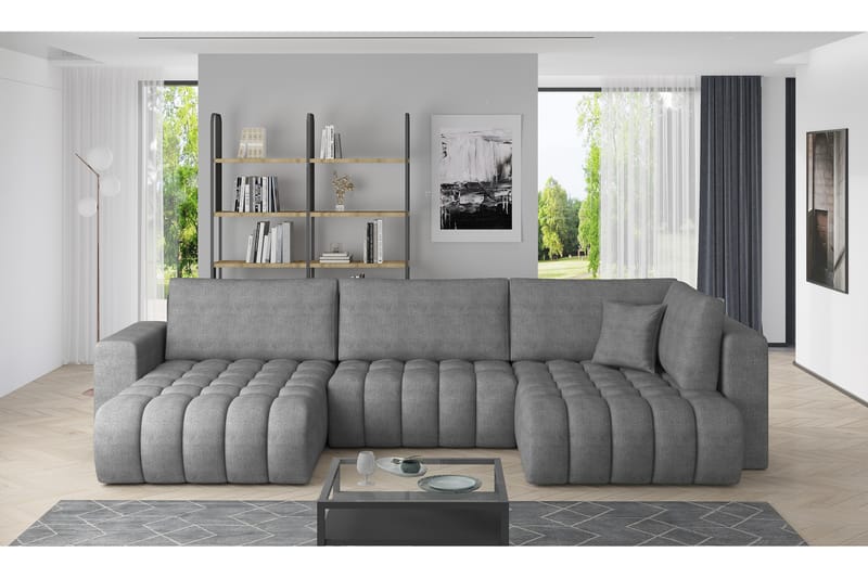 U-bäddsoffa Robstown Divan Vänster - Grå - Möbler - Soffa - Bäddsoffa - Bäddsoffa divan