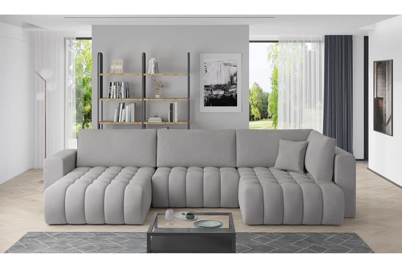 U-bäddsoffa Robstown Divan Vänster - Grå - Möbler - Soffa - Bäddsoffa - Bäddsoffa divan