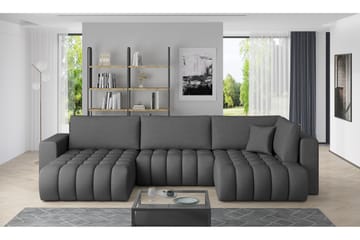U-bäddsoffa Robstown Divan Vänster - Grå - Möbler - Soffa - Bäddsoffa - Bäddsoffa divan