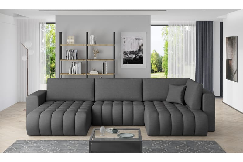 U-bäddsoffa Robstown Divan Vänster - Grå - Möbler - Soffa - Bäddsoffa - Bäddsoffa divan