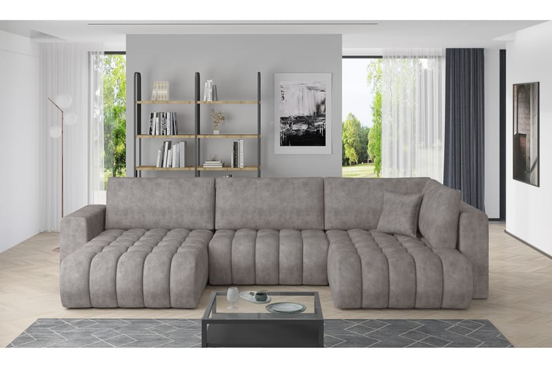 U-bäddsoffa Robstown Divan Vänster - Grå - Möbler - Soffa - Bäddsoffa - Bäddsoffa divan