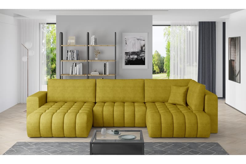 U-bäddsoffa Robstown Divan Vänster - Gul - Möbler - Soffa - Bäddsoffa - Bäddsoffa divan