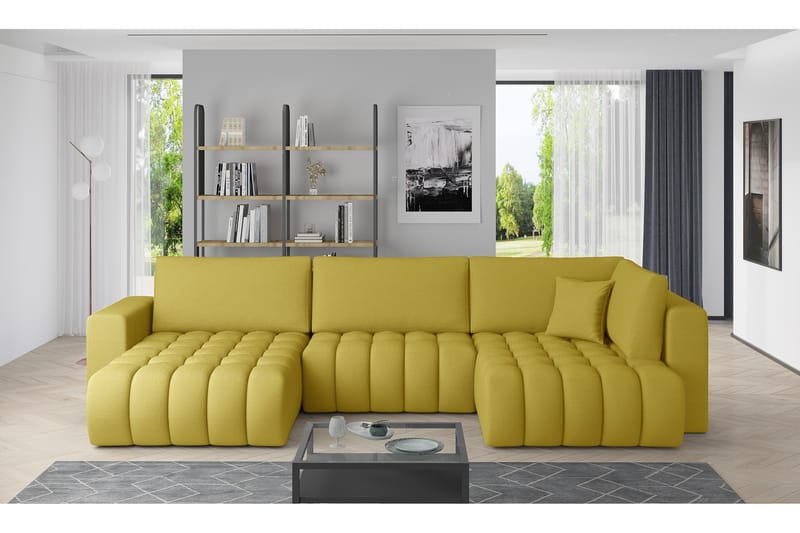 U-bäddsoffa Robstown Divan Vänster - Gul - Möbler - Soffa - Bäddsoffa - Bäddsoffa divan