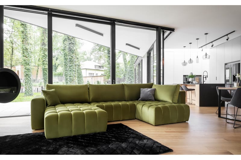 U-bäddsoffa Robstown Divan Vänster - Guld - Möbler - Soffa - Bäddsoffa - Bäddsoffa divan
