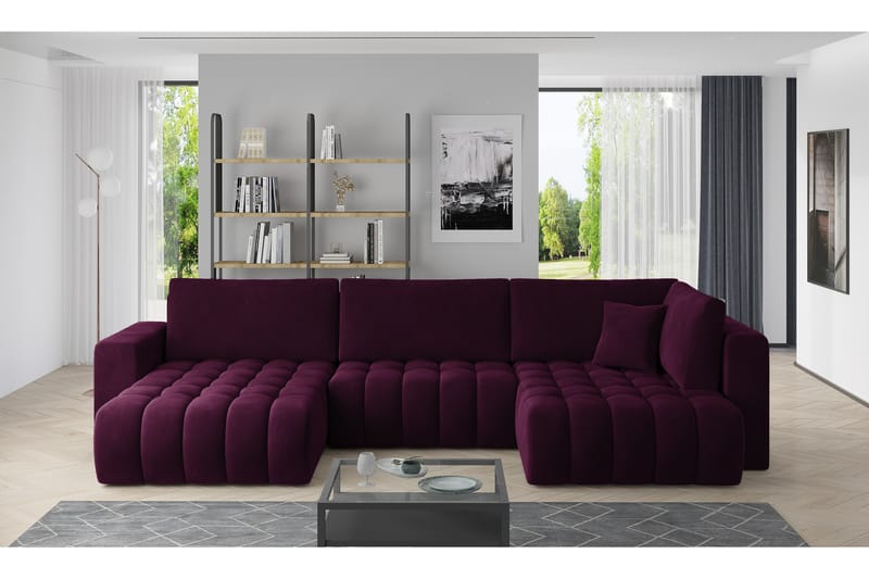 U-bäddsoffa Robstown Divan Vänster - Lila - Möbler - Soffa - Bäddsoffa - Bäddsoffa divan
