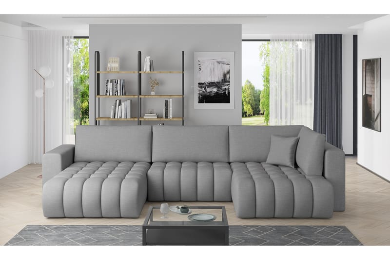 U-bäddsoffa Robstown Divan Vänster - Ljusgrå - Möbler - Soffa - Bäddsoffa - Bäddsoffa divan