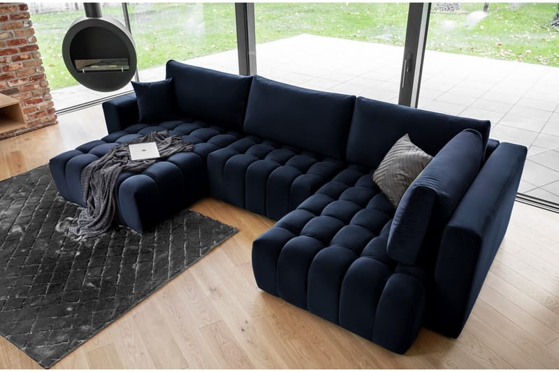U-bäddsoffa Robstown Divan Vänster - Mörkblå - Möbler - Soffa - Bäddsoffa - Bäddsoffa divan