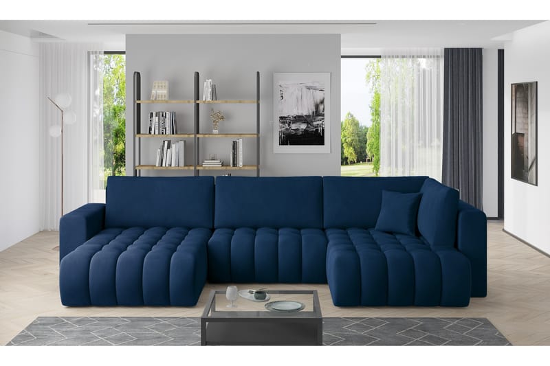 U-bäddsoffa Robstown Divan Vänster - Mörkblå - Möbler - Soffa - Bäddsoffa - Bäddsoffa divan