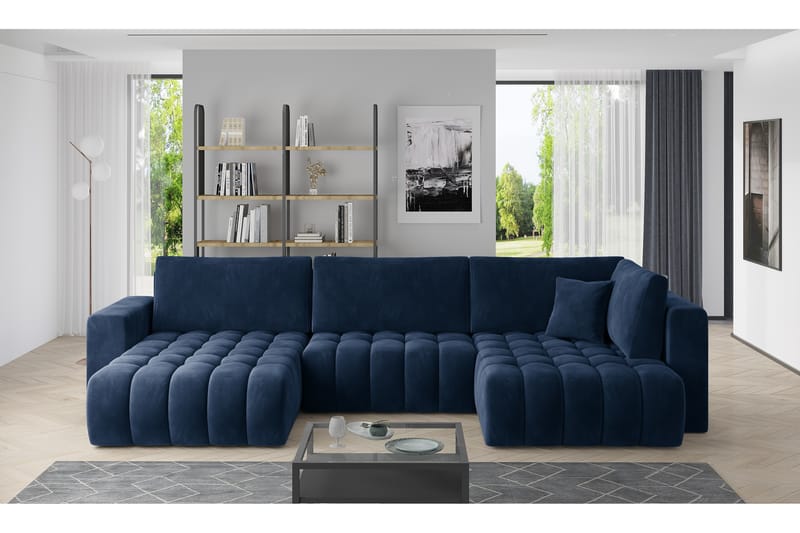 U-bäddsoffa Robstown Divan Vänster - Mörkblå - Möbler - Soffa - Bäddsoffa - Bäddsoffa divan