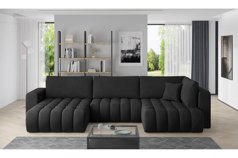 U-bäddsoffa Robstown Divan Vänster - Mörkgrå - Möbler - Soffa - Bäddsoffa - Bäddsoffa divan