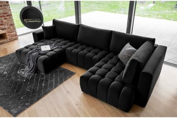U-bäddsoffa Robstown Divan Vänster - Svart - Möbler - Soffa - Bäddsoffa - Bäddsoffa divan