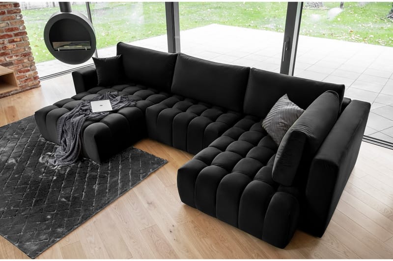 U-bäddsoffa Robstown Divan Vänster - Svart - Möbler - Soffa - Bäddsoffa - Bäddsoffa divan