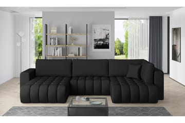 U-bäddsoffa Robstown Divan Vänster - Svart - Möbler - Soffa - Bäddsoffa - Bäddsoffa divan