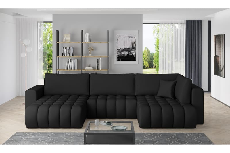 U-bäddsoffa Robstown Divan Vänster - Svart - Möbler - Soffa - Bäddsoffa - Bäddsoffa divan