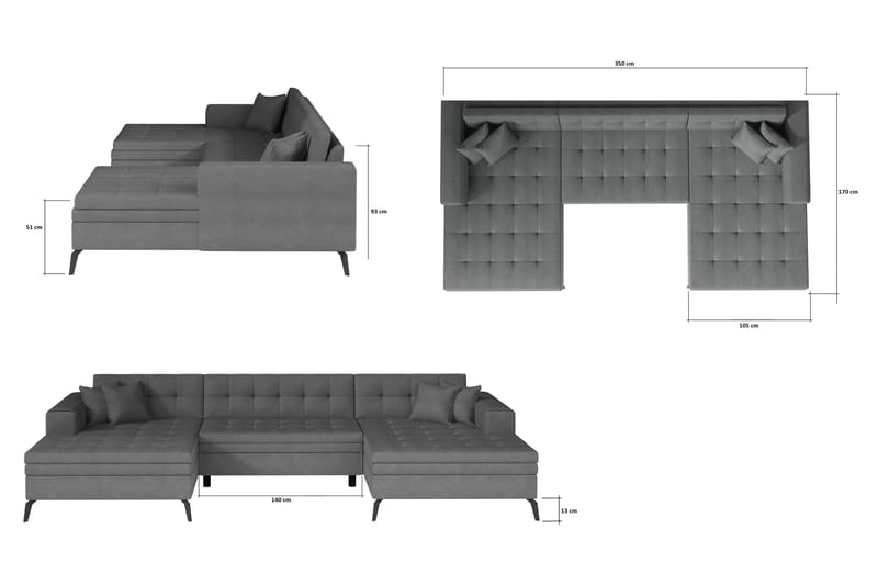 U-bäddsoffa Somerville Dubbeldivan - Beige - Möbler - Soffa - Bäddsoffa - Bäddsoffa divan