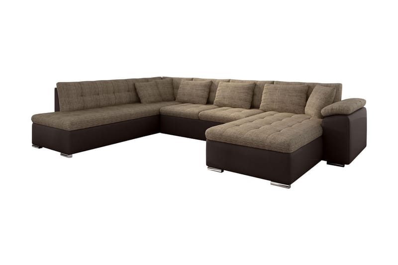 U-Bäddsoffa Sororia 350x205x76 cm Divan Höger - Grå - Skinnsoffa - Bäddsoffa divan