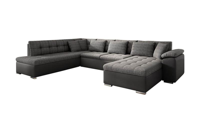 U-Bäddsoffa Sororia 350x205x76 cm Divan Höger - Grå - Skinnsoffa - Bäddsoffa divan