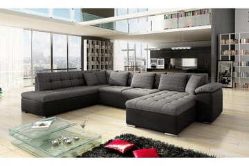 U-Bäddsoffa Sororia 350x205x76 cm Divan Höger - Grå/Svart - Möbler - Soffa - Bäddsoffa - Bäddsoffa divan