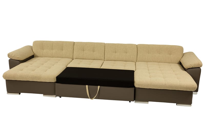 U-Bäddsoffa Wicenza 375x155x76 cm - Beige/Brun - Möbler - Soffa - Bäddsoffa - Bäddsoffa divan