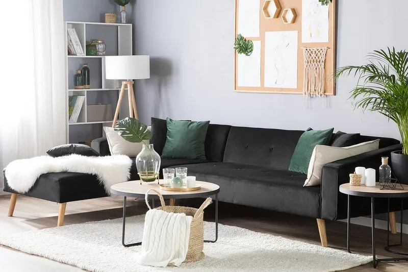 Vadso Vänster Längsbäddad Bäddsoffa 100x270 cm i Sammet - Antracit - Möbler - Soffa - Bäddsoffa - Bäddsoffa divan