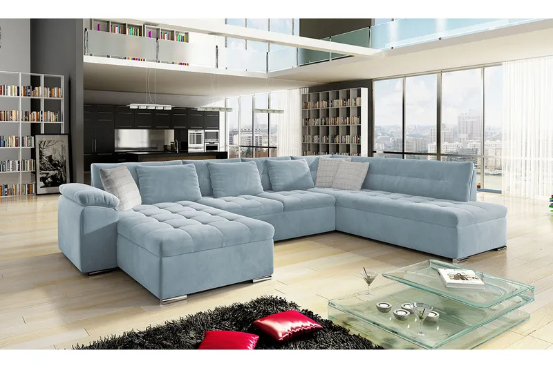 Vekerum 8-sits Bäddsoffa Vänster - Blå - Möbler - Soffa - Bäddsoffa - Bäddsoffa divan