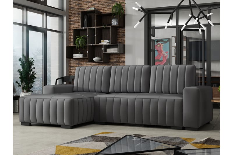 Vidin 4-sits Bäddsoffa Vänster - Grå - Möbler - Soffa - Bäddsoffa - Bäddsoffa divan