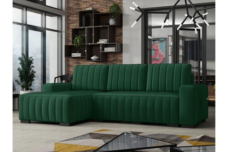 Vidin 4-sits Bäddsoffa Vänster - Grön - Möbler - Soffa - Bäddsoffa - Bäddsoffa divan