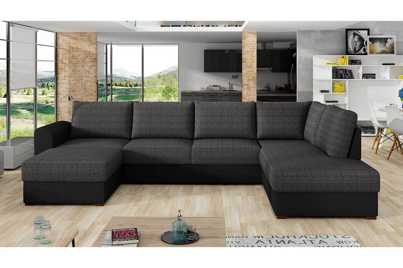 Wilma 6-sits Bäddsoffa - Mörkgrå/Svart - Möbler - Soffa - Bäddsoffa - Bäddsoffa divan