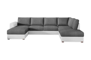Wilma 6-sits Bäddsoffa med Schäslong i Tyg med Konstläderunderrede - Mellangrå - Möbler - Soffa - Bäddsoffa - Bäddsoffa divan