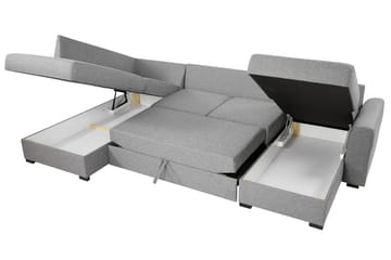 Wilma 6-sits Bäddsoffa med Schäslong i Tyg med Konstläderunderrede - Mellangrå - Möbler - Soffa - Bäddsoffa - Bäddsoffa divan