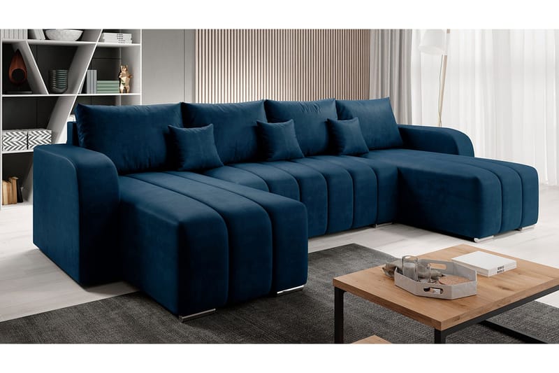 Zulueta 8-sits Bäddsoffa Höger - Blå - Möbler - Soffa - Bäddsoffa - Bäddsoffa divan