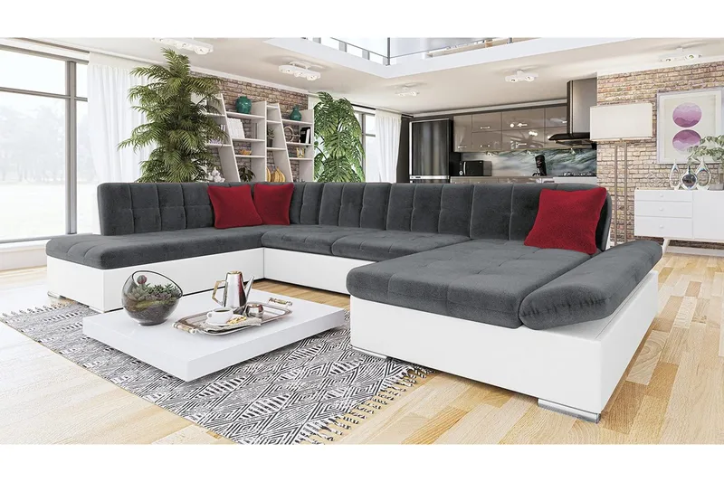 Zumar 8-sits Bäddsoffa Universal - Vit/Grå - Möbler - Soffa - Bäddsoffa - Bäddsoffa divan