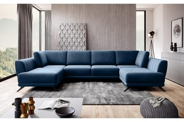 Bäddsoffa Dubbelschäslong Kazuma - Mörkblå - Möbler - Soffa - Bäddsoffa - Bäddsoffa längsbäddad