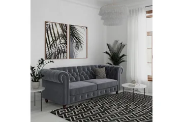 Bäddsoffa Felix 236x87x83 cm, Antracit, Sammet - 236x87x83 cm, Antracit, Sammet - Möbler - Soffa - Bäddsoffa - 3 sits bäddsoffa