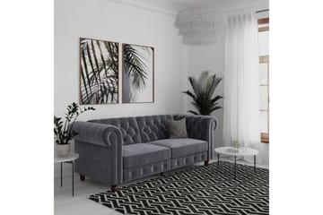 Bäddsoffa Felix 236x87x83 cm, Antracit, Sammet - 236x87x83 cm, Antracit, Sammet - Möbler - Soffa - Bäddsoffa - 3 sits bäddsoffa