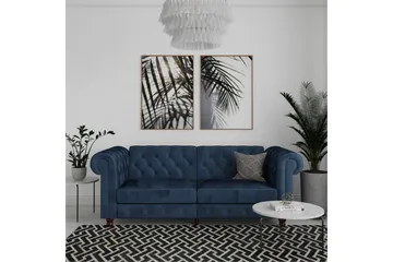 Bäddsoffa Felix 236x87x83 cm, Blå, Sammet - 236x87x83 cm, Blå, Sammet - Möbler - Soffa - Bäddsoffa - 3 sits bäddsoffa