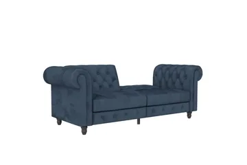 Bäddsoffa Felix 236x87x83 cm, Blå, Sammet - 236x87x83 cm, Blå, Sammet - Möbler - Soffa - Bäddsoffa - 3 sits bäddsoffa