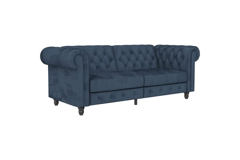 Bäddsoffa Felix 236x87x83 cm, Blå, Sammet - 236x87x83 cm, Blå, Sammet - Möbler - Soffa - Bäddsoffa - 3 sits bäddsoffa